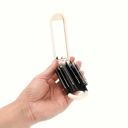 Portable Hair Brush with Mirror