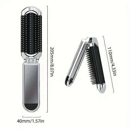 Portable Hair Brush with Mirror